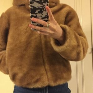 gap faux fur hooded jacket